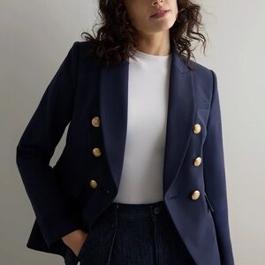 Quince Navy Double Breasted Scuba Blazer XL